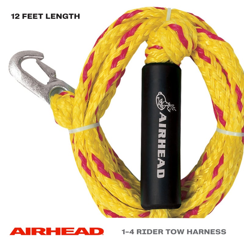 Airhead Heavy Duty Tow Harness for 1-4 Rider Towable Tubes  Water Skis  Wakesurf Boards and Wakeboards  12-Feet Black - Image 2